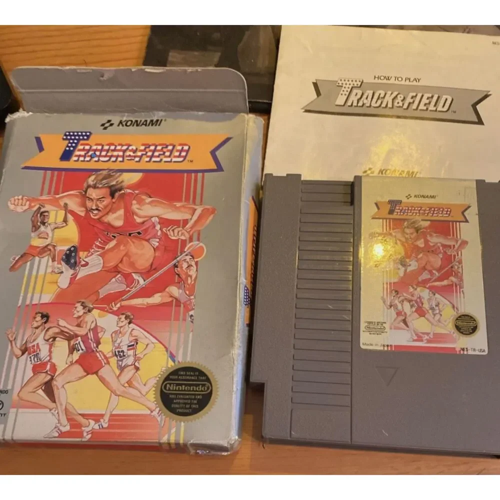 NINTENDO TRACK & FIELD ORIGINAL BOX & MANUAL- WITH GAME 1987 NES